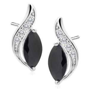 Cercei argint cu pietre negre Marquise DiAmanti Z1081ER_B-DIA (Argint 925‰ 1,8 g.)